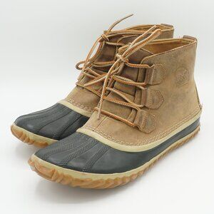 Sorel Out 'N About Women's Waterproof Leather Duck Boots Size 9 Elk Brown